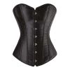 Women Black Overbust Corset Lace-up Bustier Top Satin Waist Corset Lingerie Costume