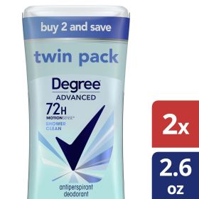 Degree Advanced 72H Motion Sense Shower Clean Antiperspirant Deodorant, 2.6 oz, Twin Pack