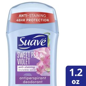 Suave Sweet Pea and Violet Anti-Staining Invisible Solid Antiperspirant Deodorant;  1.2 oz