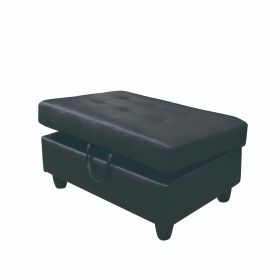 Rectangular Upholstered Ottoman With Storage And Liquid Rod,Tufted Faux Leather Ottoman Foot Rest For Living Room,Bedroom,Dorm Black