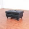 Rectangular Upholstered Ottoman With Storage And Liquid Rod,Tufted Faux Leather Ottoman Foot Rest For Living Room,Bedroom,Dorm Black