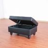 Rectangular Upholstered Ottoman With Storage And Liquid Rod,Tufted Faux Leather Ottoman Foot Rest For Living Room,Bedroom,Dorm Black