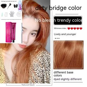 Ammonia-free Hair Color Paste Monochrome Paste Cover White Hair Multi-segment Color One-step Black Tea Gray Blue Black Hair Dye (Option: 0ro43 Orange Dirty Orange-With tools)