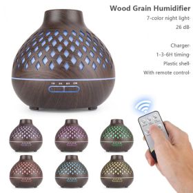 1pc 500ML Air Humidifier Essential Oil Machine Air Aroma Diffuser Wood Ultrasonic Air Humidifier Essential Oil Aromatherapy Cool Mist Maker (Color: Dark Color)