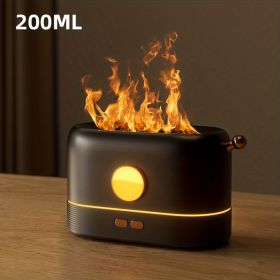 3D Flame Humidifier, Portable Silent Aromatherapy Essential Oil Diffuser With Flame Night Light For Home, Office, Kids Bedroom 250ml Cool Mist Humidif (Color: Black)