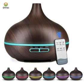 1pc 19.36oz/550ML Electric Aroma Diffuser; Essential Oil Diffuser; Air Humidifier; Ultrasonic Remote Control Color LED Lamp Mist Maker (Color: Wood)