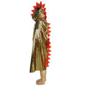 Dinosaur Cape Costume for Kids Hooded Robe Perfect for Halloween, Parties, and Cosplay (Color: Gold)