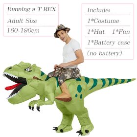 Inflatable Dinosaur Costume Riding T Rex Air Blow up Funny Party Halloween Costume for Kids (size: Green Trex Adult)