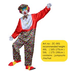 Halloween Adult Funny Circus Clown Naughty Cosplay Costumes For Men Women Carnival Christmas Party Clown Costume No Wig (Color: ZC-001, size: 5XL)