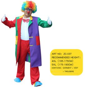 Halloween Adult Funny Circus Clown Naughty Cosplay Costumes For Men Women Carnival Christmas Party Clown Costume No Wig (Color: ZC-037, size: 4XL)