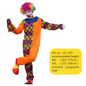 Halloween Adult Funny Circus Clown Naughty Cosplay Costumes For Men Women Carnival Christmas Party Clown Costume No Wig (Color: ZC-005, size: 5XL)