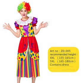 Halloween Adult Funny Circus Clown Naughty Cosplay Costumes For Men Women Carnival Christmas Party Clown Costume No Wig (Color: ZD-005, size: 4XL)