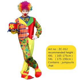 Halloween Adult Funny Circus Clown Naughty Cosplay Costumes For Men Women Carnival Christmas Party Clown Costume No Wig (Color: ZC-012, size: 4XL)