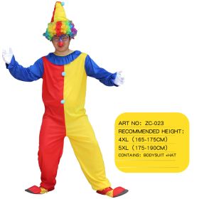 Halloween Adult Funny Circus Clown Naughty Cosplay Costumes For Men Women Carnival Christmas Party Clown Costume No Wig (Color: ZC-023, size: 5XL)