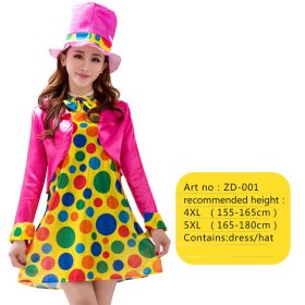 Halloween Adult Funny Circus Clown Naughty Cosplay Costumes For Men Women Carnival Christmas Party Clown Costume No Wig (Color: ZD-001, size: 4XL)