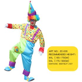 Halloween Adult Funny Circus Clown Naughty Cosplay Costumes For Men Women Carnival Christmas Party Clown Costume No Wig (Color: ZC-026, size: 5XL)