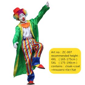 Halloween Adult Funny Circus Clown Naughty Cosplay Costumes For Men Women Carnival Christmas Party Clown Costume No Wig (Color: ZC-007, size: 5XL)