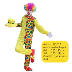 Halloween Adult Funny Circus Clown Naughty Cosplay Costumes For Men Women Carnival Christmas Party Clown Costume No Wig (Color: ZC-017, size: 4XL)