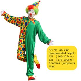 Halloween Adult Funny Circus Clown Naughty Cosplay Costumes For Men Women Carnival Christmas Party Clown Costume No Wig (Color: ZC-020, size: 5XL)