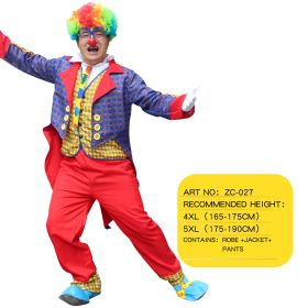 Halloween Adult Funny Circus Clown Naughty Cosplay Costumes For Men Women Carnival Christmas Party Clown Costume No Wig (Color: ZC-027, size: 4XL)