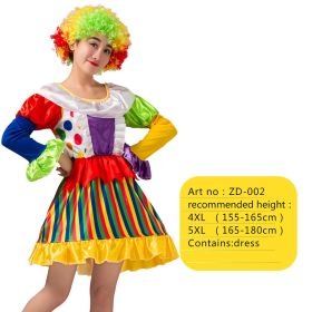 Halloween Adult Funny Circus Clown Naughty Cosplay Costumes For Men Women Carnival Christmas Party Clown Costume No Wig (Color: ZD-002, size: 4XL)