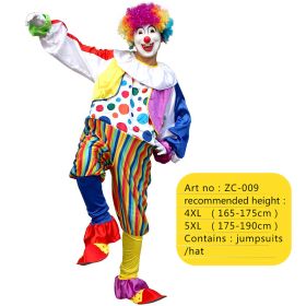 Halloween Adult Funny Circus Clown Naughty Cosplay Costumes For Men Women Carnival Christmas Party Clown Costume No Wig (Color: ZC-009, size: 4XL)