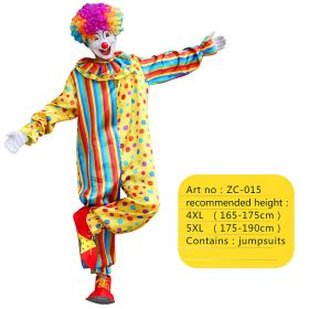 Halloween Adult Funny Circus Clown Naughty Cosplay Costumes For Men Women Carnival Christmas Party Clown Costume No Wig (Color: ZC-015, size: 4XL)