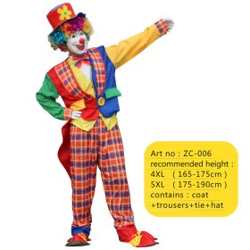 Halloween Adult Funny Circus Clown Naughty Cosplay Costumes For Men Women Carnival Christmas Party Clown Costume No Wig (Color: ZC-006, size: 4XL)