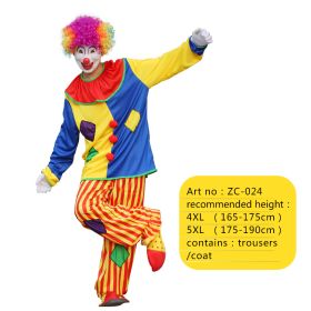 Halloween Adult Funny Circus Clown Naughty Cosplay Costumes For Men Women Carnival Christmas Party Clown Costume No Wig (Color: ZC-024, size: 4XL)