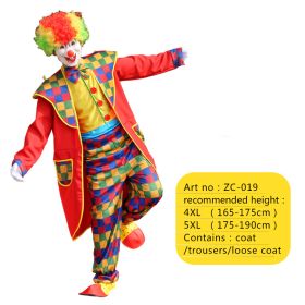 Halloween Adult Funny Circus Clown Naughty Cosplay Costumes For Men Women Carnival Christmas Party Clown Costume No Wig (Color: ZC-019, size: 4XL)