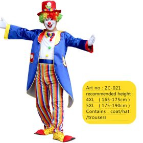 Halloween Adult Funny Circus Clown Naughty Cosplay Costumes For Men Women Carnival Christmas Party Clown Costume No Wig (Color: ZC-021, size: 4XL)