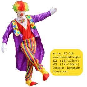 Halloween Adult Funny Circus Clown Naughty Cosplay Costumes For Men Women Carnival Christmas Party Clown Costume No Wig (Color: ZC-018, size: 5XL)