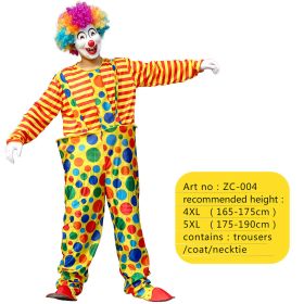 Halloween Adult Funny Circus Clown Naughty Cosplay Costumes For Men Women Carnival Christmas Party Clown Costume No Wig (Color: ZC-004, size: 5XL)