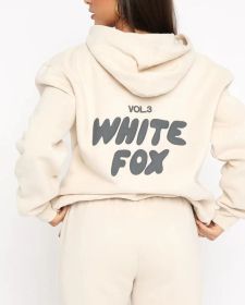 Hoodie-white Fox Outerwear -two Pieces Of Hoodie Suits Long -sleeved Hooded Outfit Set Jst (Color: Apricot, size: XL)