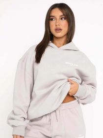 Hoodie-white Fox Outerwear -two Pieces Of Hoodie Suits Long -sleeved Hooded Outfit Set Jst (Color: SilverGrey, size: 3XL)