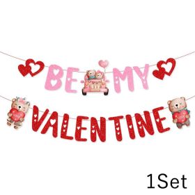 Valentines Day Banner Cute Bear Heart Ceiling Hanging Swirl Garland Valentines Decoration For Home Party Wedding Supplies Gift (Color: Type A)