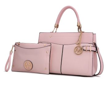 MKF Collection Tenna Satchel Handbag With Wallet Vegan Leather Crossover Womens Purse by Mia k (Color: Pink Blush, Material: Vegan Leather)