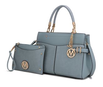 MKF Collection Tenna Satchel Handbag With Wallet Vegan Leather Crossover Womens Purse by Mia k (Color: Seafoam, Material: Vegan Leather)