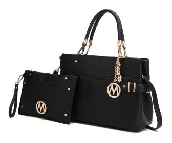 MKF Collection Tenna Satchel Handbag With Wallet Vegan Leather Crossover Womens Purse by Mia k (Color: Black, Material: Vegan Leather)