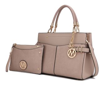 MKF Collection Tenna Satchel Handbag With Wallet Vegan Leather Crossover Womens Purse by Mia k (Color: Taupe, Material: Vegan Leather)