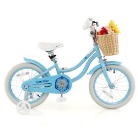 16" Kid's Bike with Training Wheels and Adjustable Handlebar Seat (Color: Blue)