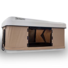 Trustmade Hard Shell Rooftop Tent 2mins Setup 100% Waterproof 50mm Mattress Pick Up Available (Color: White+Beige)