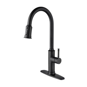 Single Handle Pull Down Kitchen Faucet with Dual Function Sprayhead (4: Matte Black)