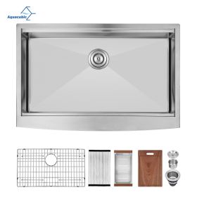 American Farmhouse Sink Gunmetal Black Surface/Stainless Steel Surface Kitchen Sink ;  Apron Front Kitchen Handmade Sink with Drain (Thickness: 18 Gauge, size: 30 inch)