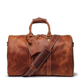 The Brandt Weekender | Small Leather Duffle Bag (Color: Brown)