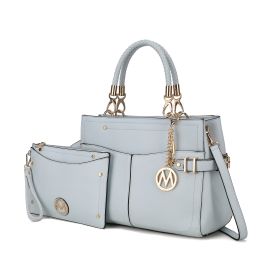 MKF Collection Tenna Satchel Handbag With Wallet Vegan Leather Crossover Womens Purse by Mia k (Color: Light Blue, Material: Vegan Leather)