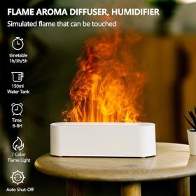 Flame Essential Oil Diffusers, Upgrade 7 Colour Lights Aromatherapy Diffuser, Oil Diffuser, Air Humidifier, Aroma Diffusers For Home, Bedroom, Office, (Color: White)