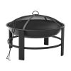 Round Iron Outdoor Wood Burning Fire Pit, Black