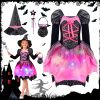 Girls' Light-Up Witch Costume 5-Piece Halloween Set Carnival Party