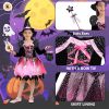 Girls' Light-Up Witch Costume 5-Piece Halloween Set Carnival Party